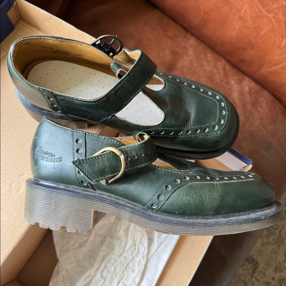 Vintage green square toed Doc Martens Mary Janes